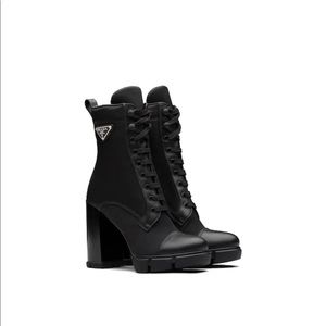 Prada Leather and Nylon/Fabric Booties